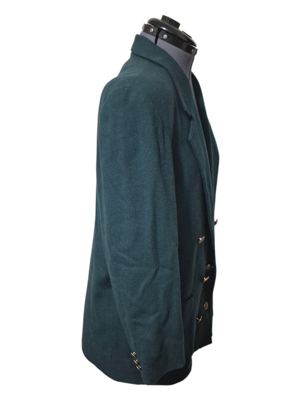 Vintage Fiumicello Women Doublebreasted Wool Green Blazer Quiet Luxury Size 14 - Picture 2 of 6